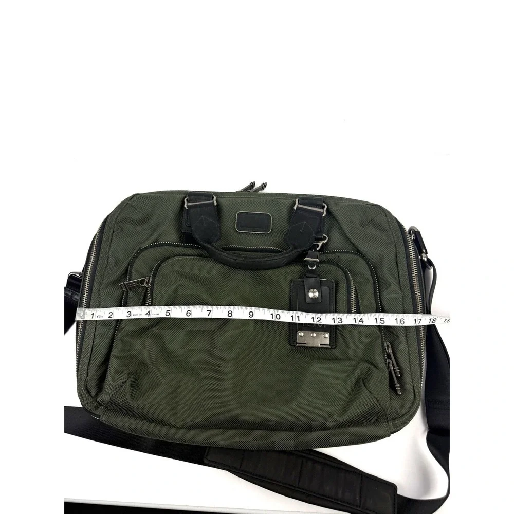 TUMI Alpha Bravo Yuma Briefcase Olive Green Spruce Ballistic Nylon Computer Bag